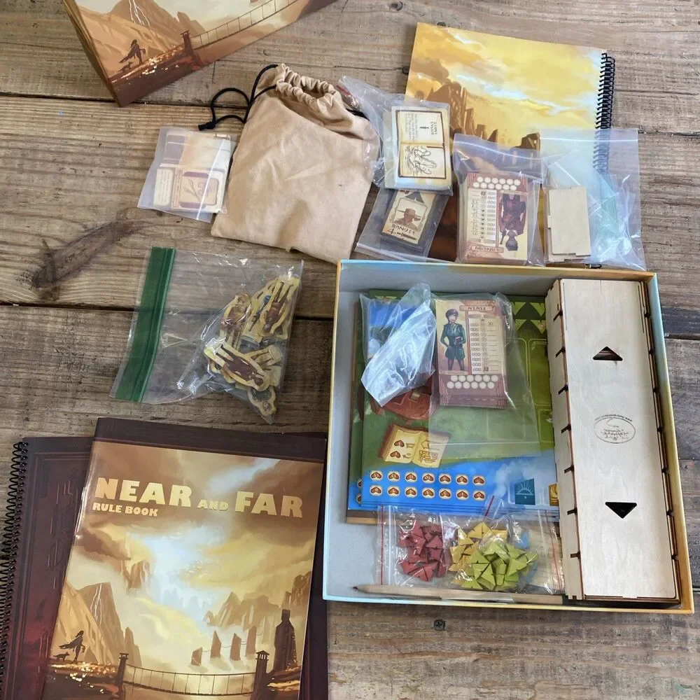 Near and Far Board Game w/ Amber Mines Expansion - Red Raven Games - Complete